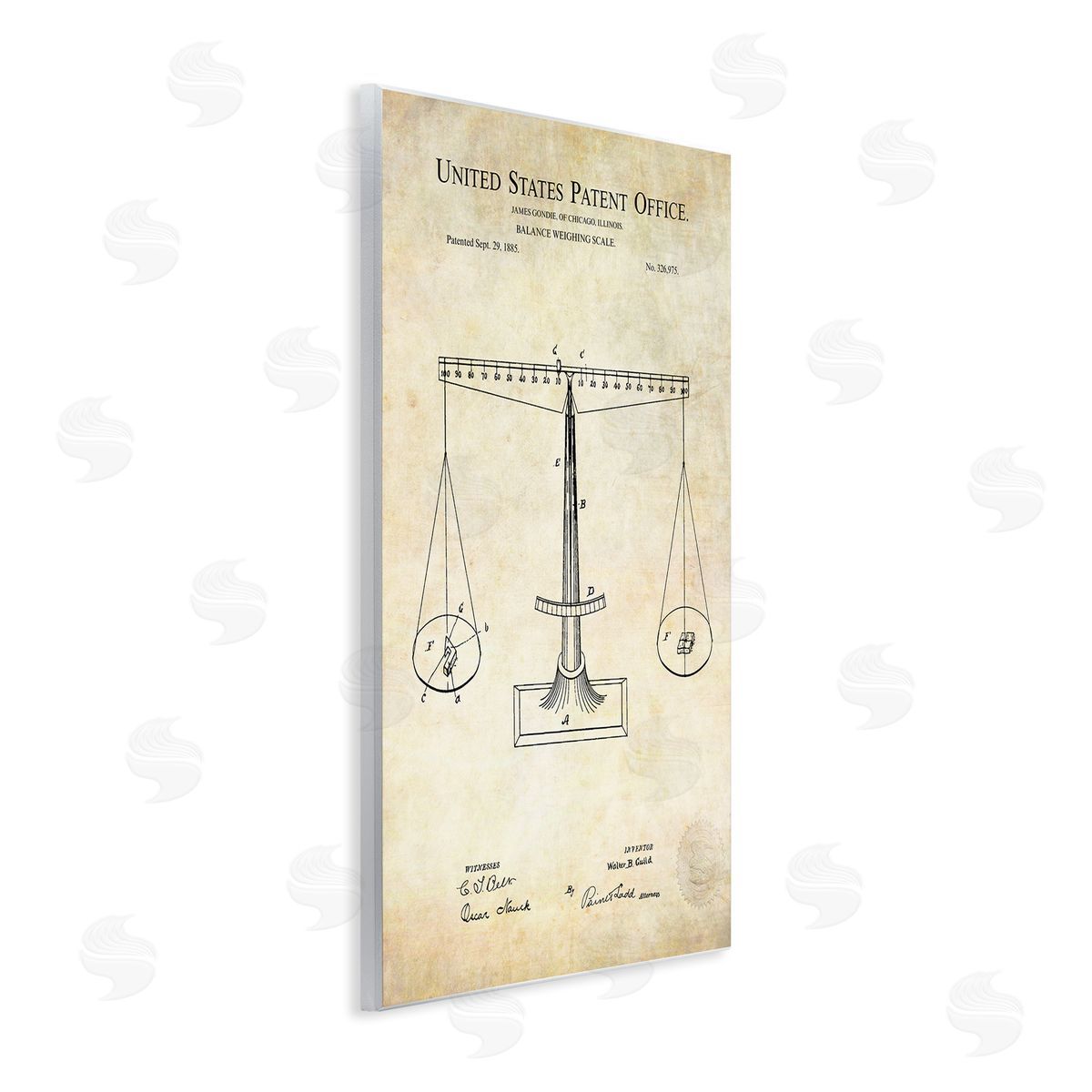 Karl Hronek Weighing Scale Blueprint Diagram Vintage Patent Wall Plaque Art Print