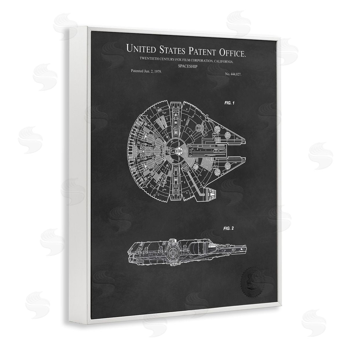 Karl Hronek Detailed Sci-fi Spacecraft Representation Blueprint Diagram White Framed Giclee Wall Art Print