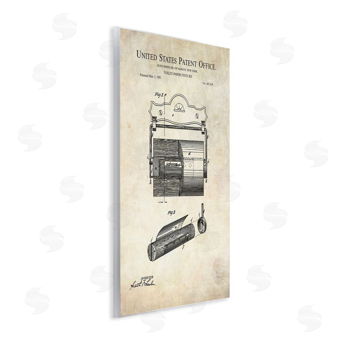 Karl Hronek Vintage Toilet Paper Fixture Detailed Technical Diagram Text  Wall Plaque Art Print