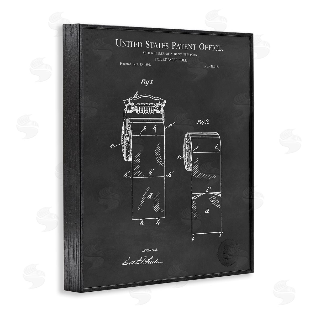 Karl Hronek Black Toilet Paper Bathroom Diagram Outline Blueprint  Black Framed Giclee Wall Art Print