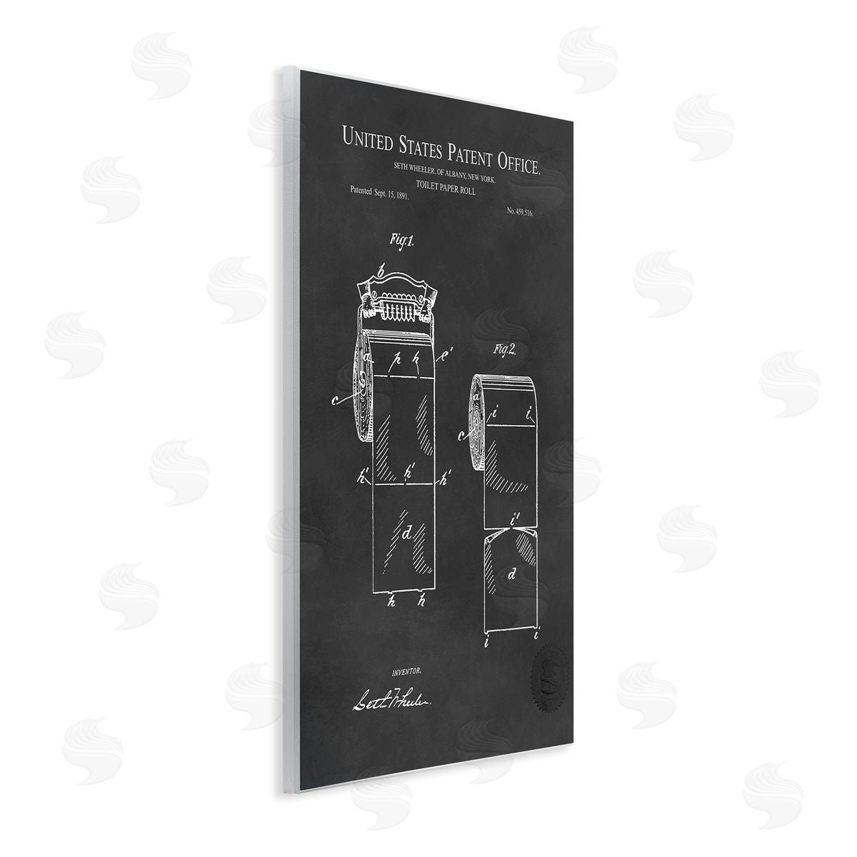 Karl Hronek Black Toilet Paper Bathroom Diagram Outline Blueprint  Wall Plaque Art Print