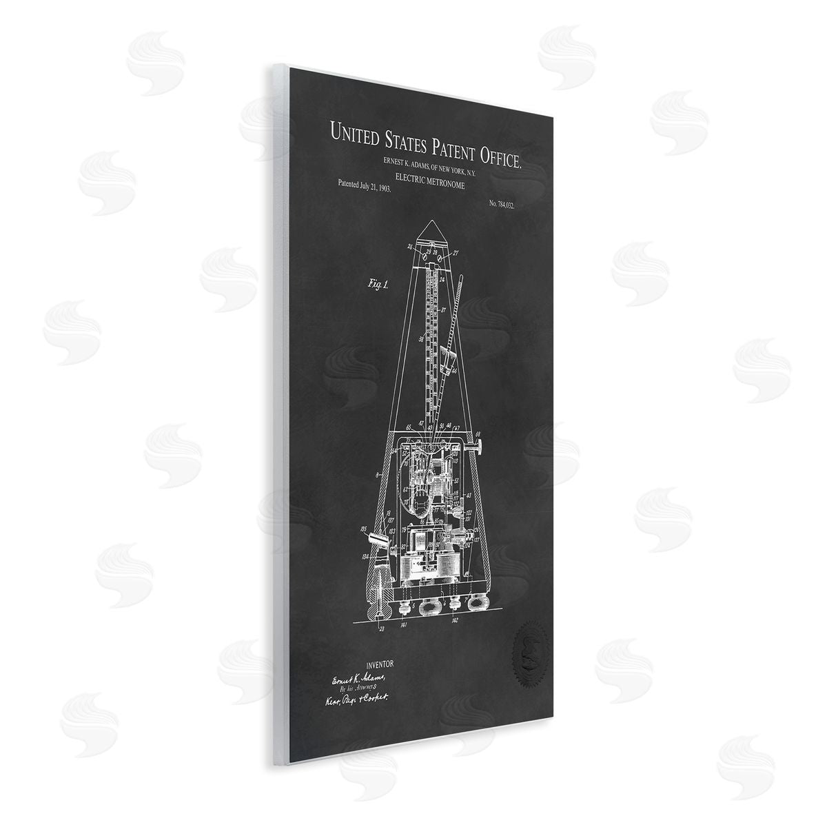 Karl Hronek Detailed Tech Electric Metronome Patent Blueprint Diagram Wall Plaque Art Print