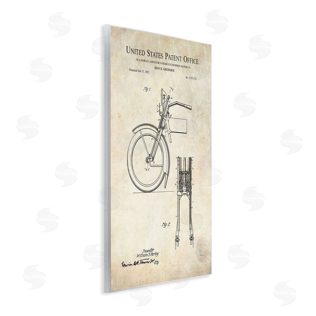 Karl Hronek Vintage Shock Absorber Invention Patent Diagram Wall Plaque Art Print