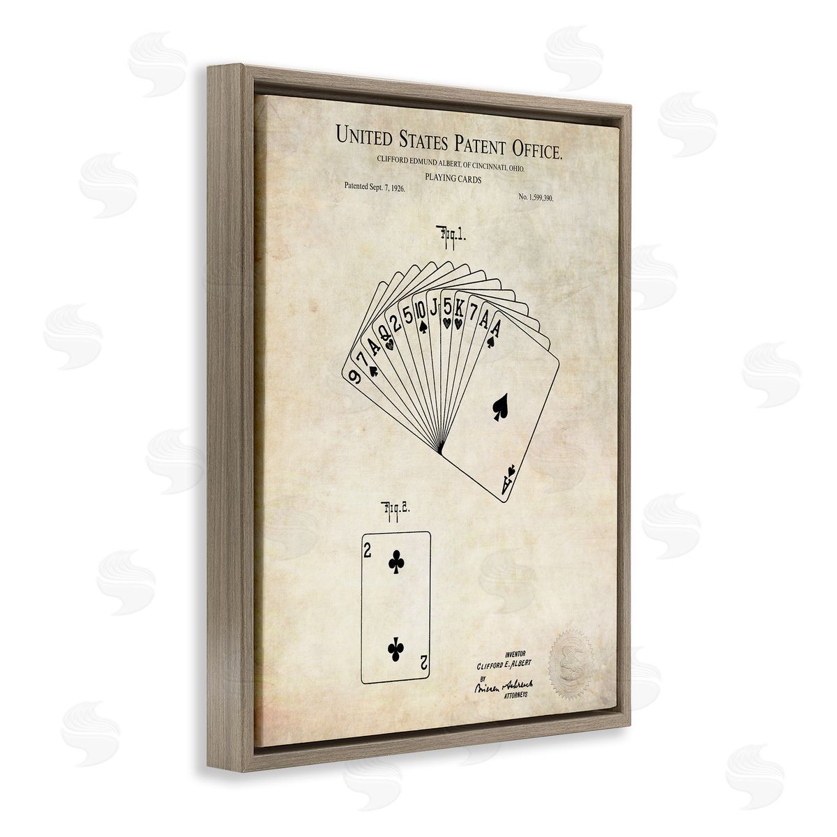 Karl Hronek Vintage Playing Cards Patent Diagram Blueprint Text Brown Floating Frame Canvas Wall Art Print