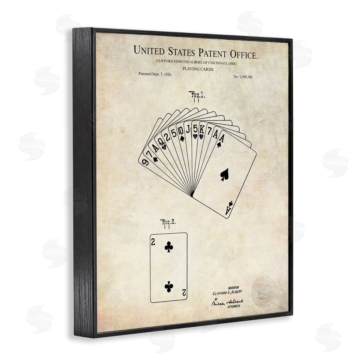 Karl Hronek Vintage Playing Cards Patent Diagram Blueprint Text Black Framed Giclee Wall Art Print