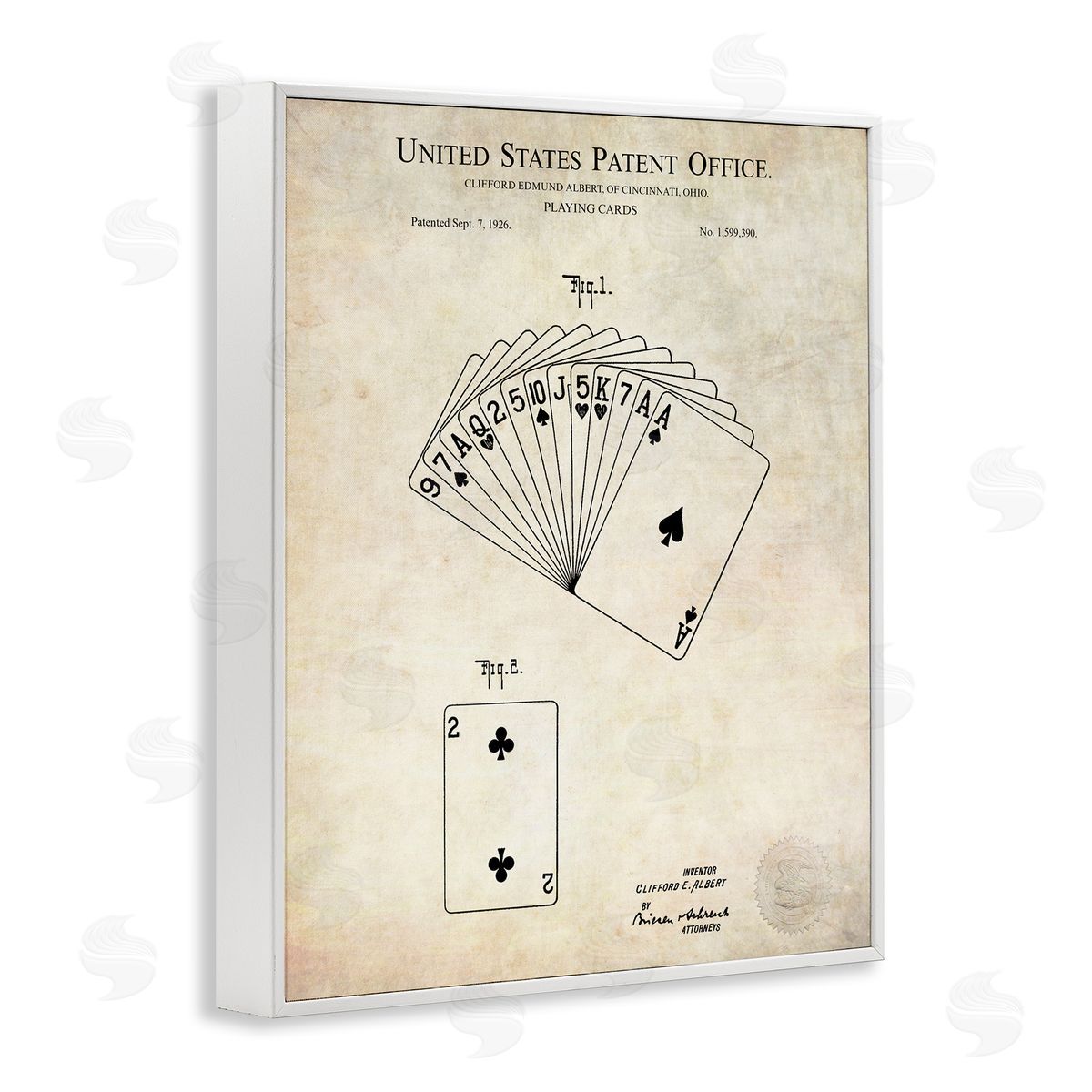 Karl Hronek Vintage Playing Cards Patent Diagram Blueprint Text White Framed Giclee Wall Art Print