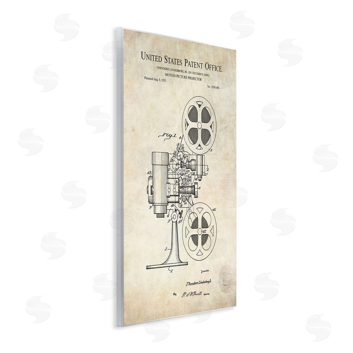 Karl Hronek Motion Picture Projector Patent Blueprint Diagram Wall Plaque Art Print