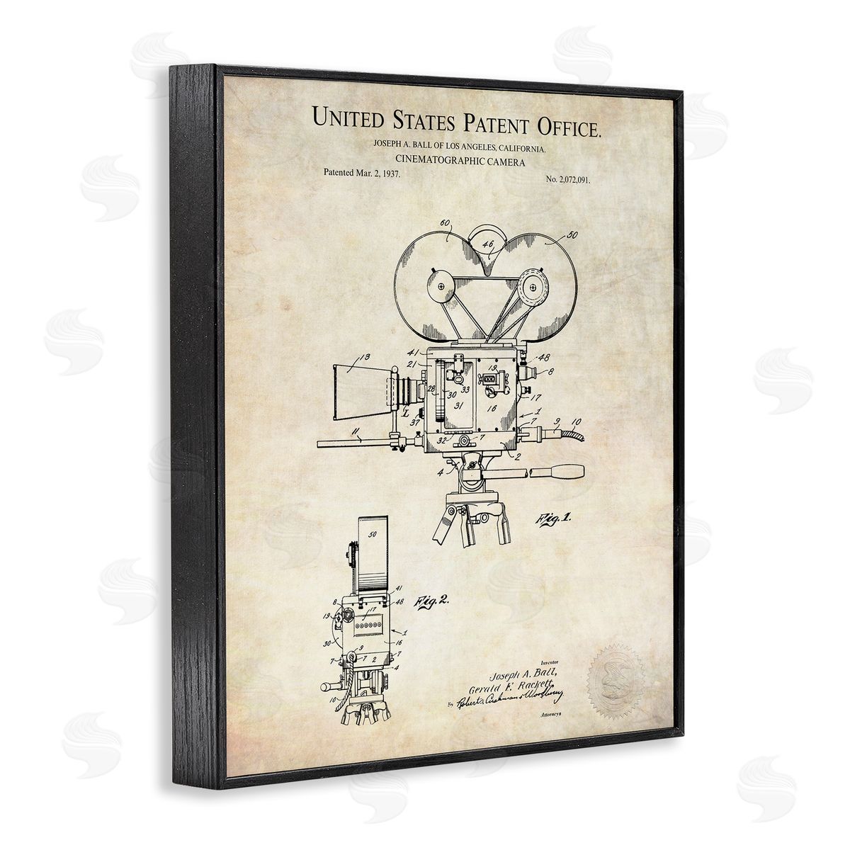 Karl Hronek Cinematographic Camera Patent Detailed Blueprint Black Framed Giclee Wall Art Print