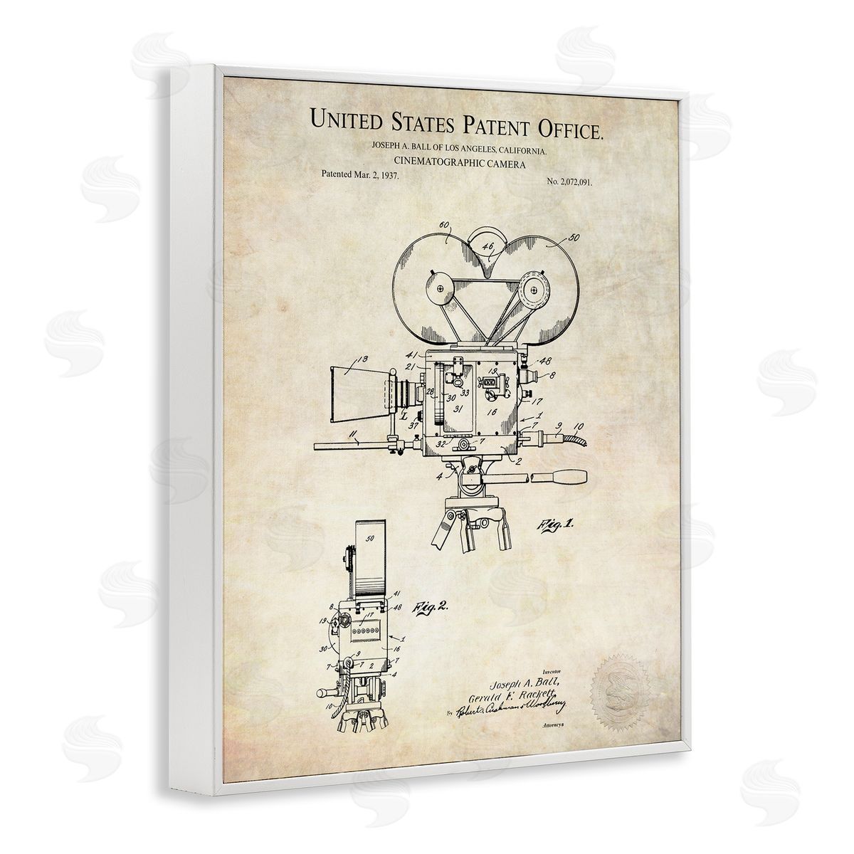 Karl Hronek Cinematographic Camera Patent Detailed Blueprint White Framed Giclee Wall Art Print