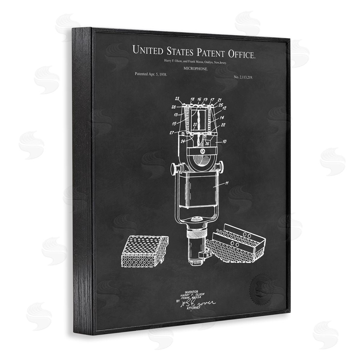 Karl Hronek Black Microphone Diagram Detailed Patent  Black Framed Giclee Wall Art Print