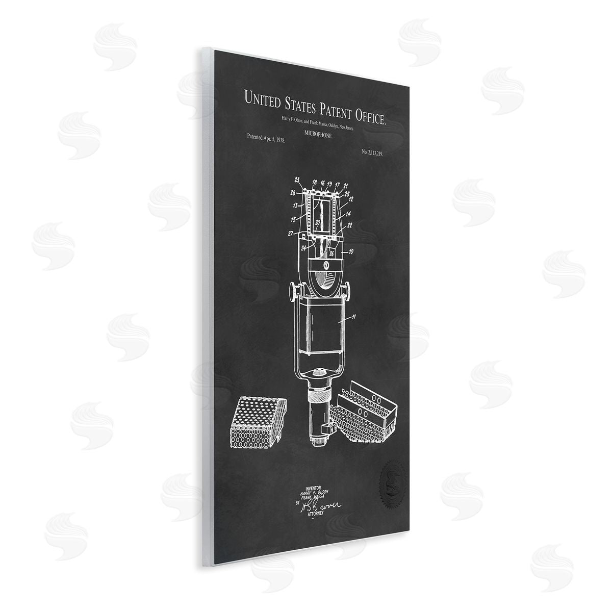 Karl Hronek Black Microphone Diagram Detailed Patent  Wall Plaque Art Print