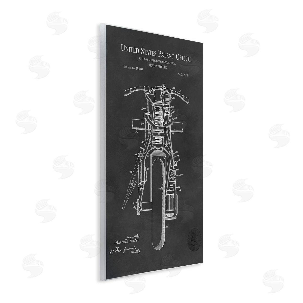 Karl Hronek Motor Vehicle Motorcycle Patent Text Blueprint Diagram  Wall Plaque Art Print