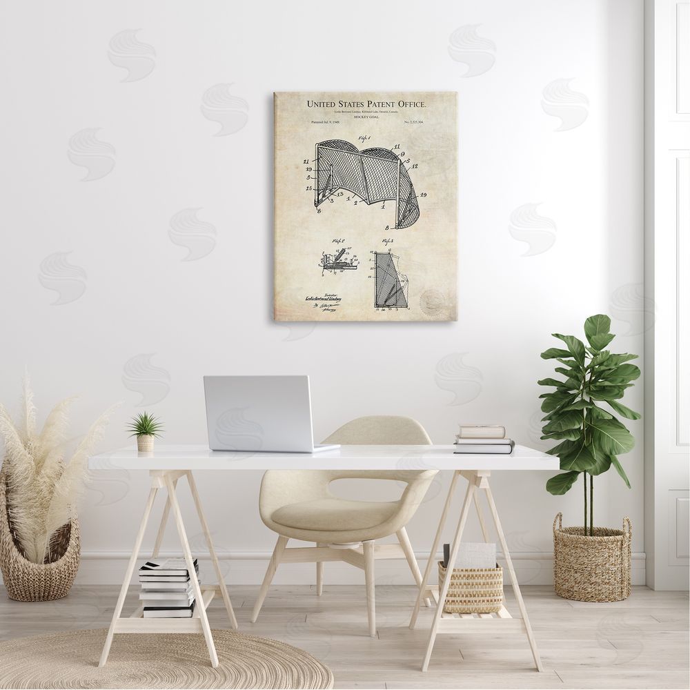 Karl Hronek Sports Hockey Goal Diagram Blueprint Patent Text  Canvas Wall Art Print in Room