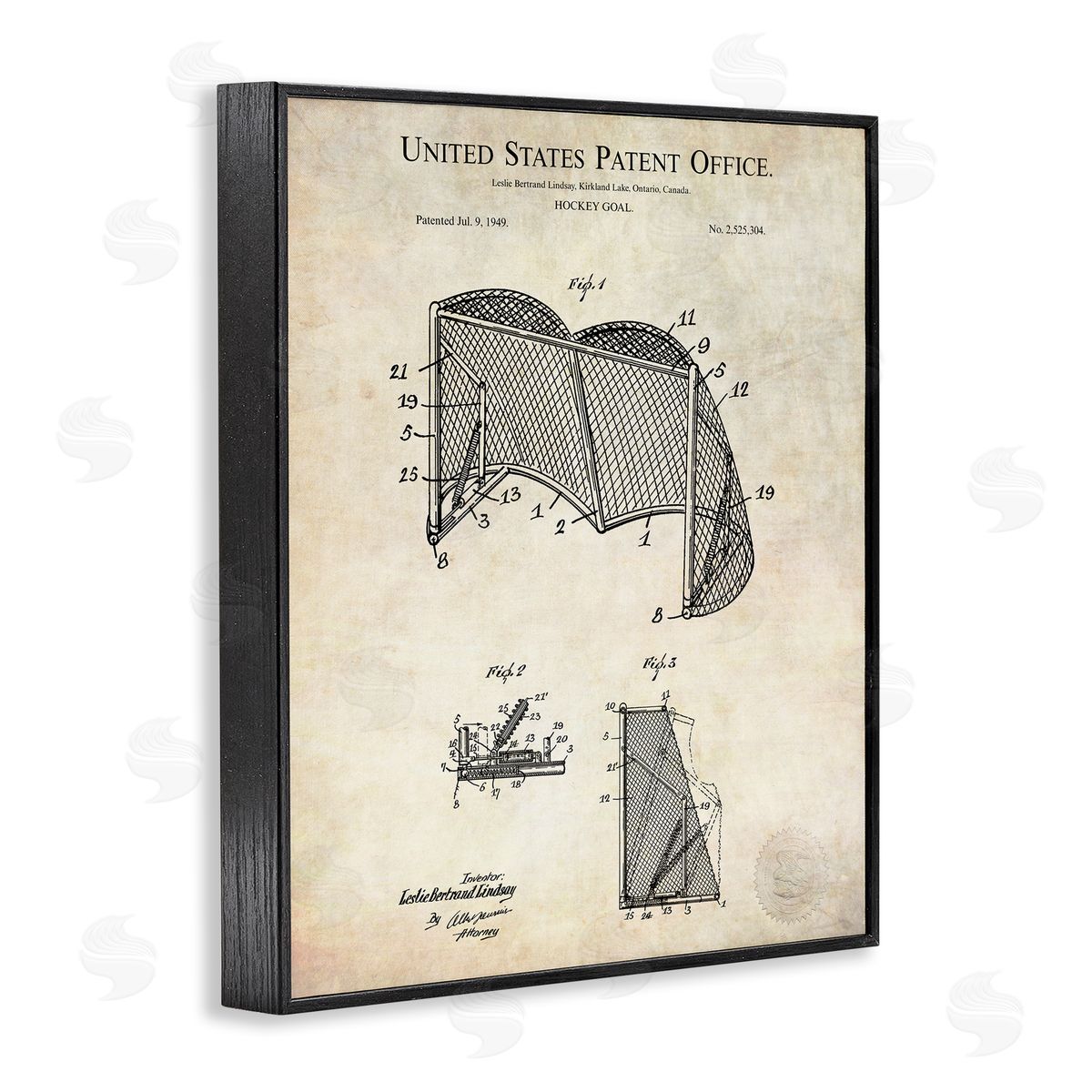 Karl Hronek Sports Hockey Goal Diagram Blueprint Patent Text  Black Framed Giclee Wall Art Print