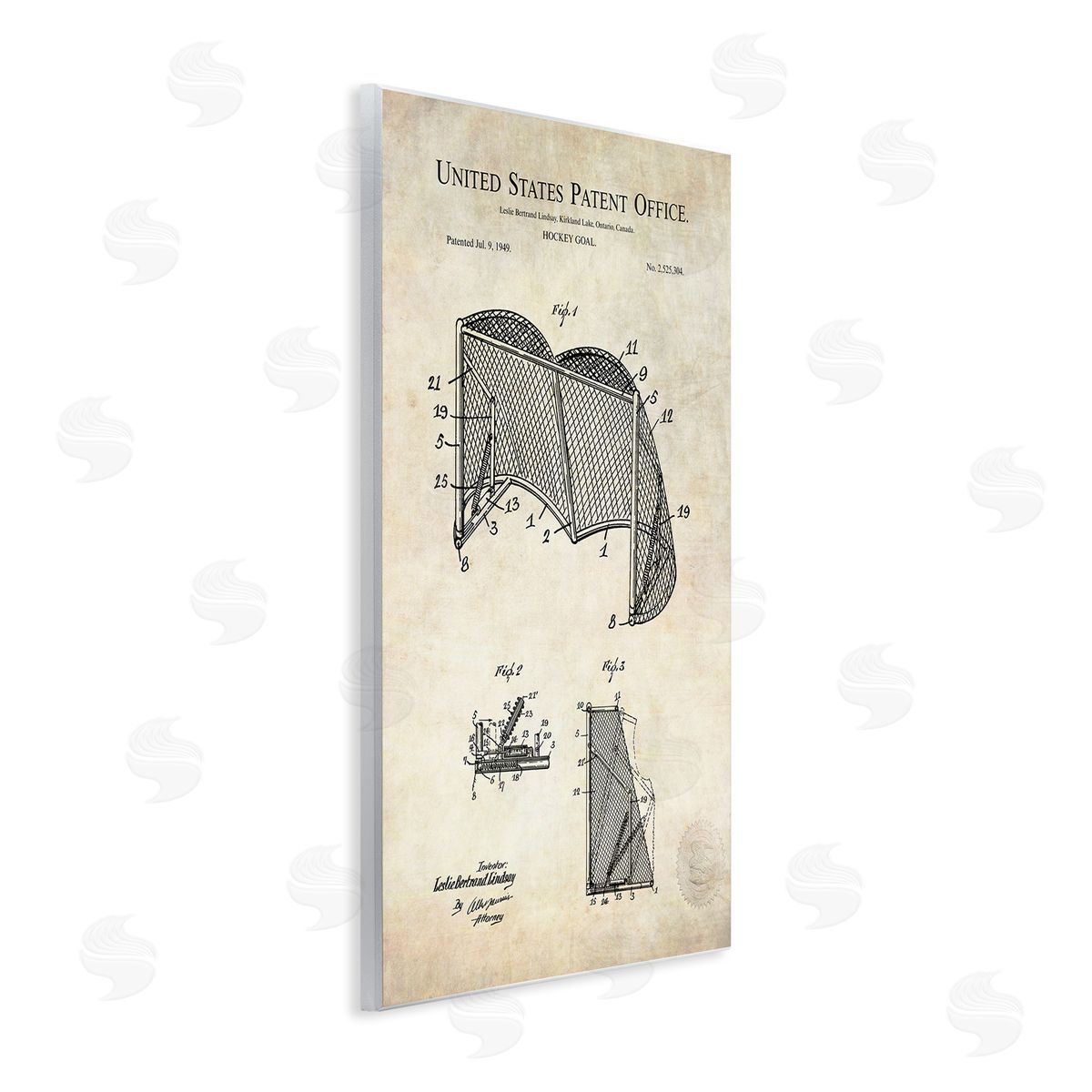 Karl Hronek Sports Hockey Goal Diagram Blueprint Patent Text  Wall Plaque Art Print