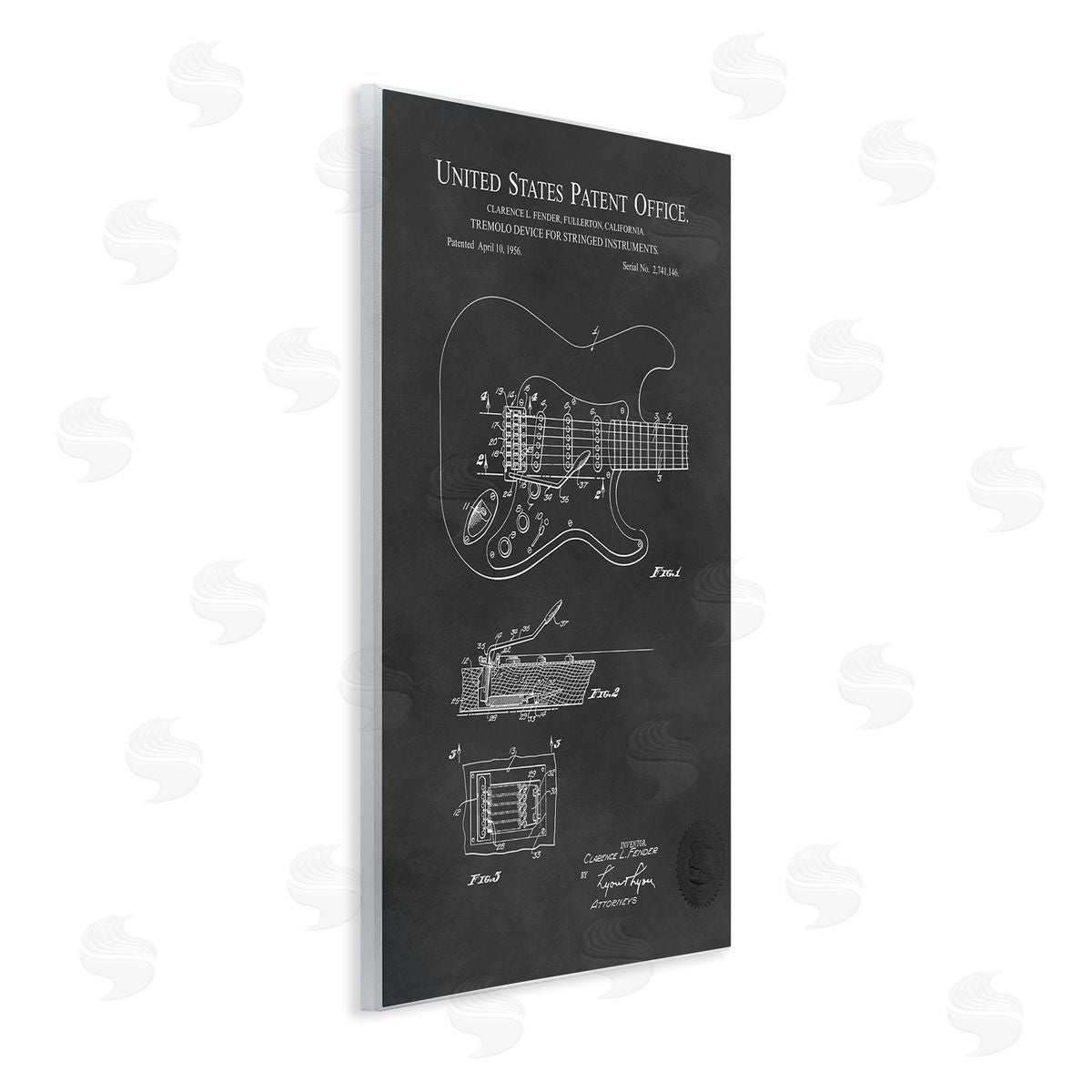 Karl Hronek Electric Guitar Instrument Musician Detailed Patent Blueprint  Wall Plaque Art Print