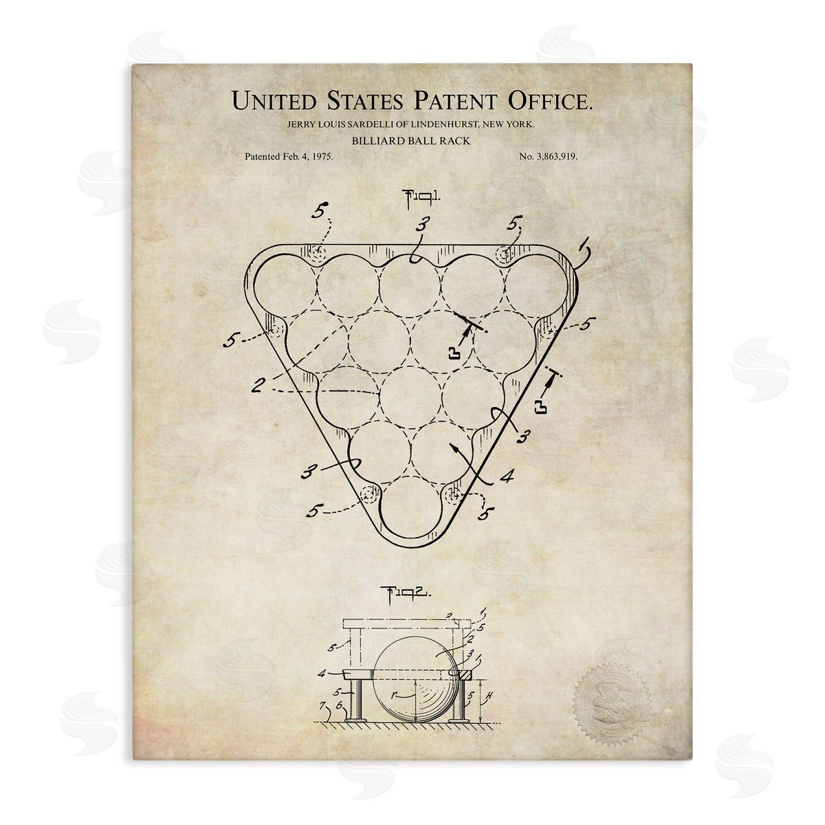 Karl Hronek Vintage Billiards Pool Game Diagram Blueprint Stretched Canvas Wall Art Print