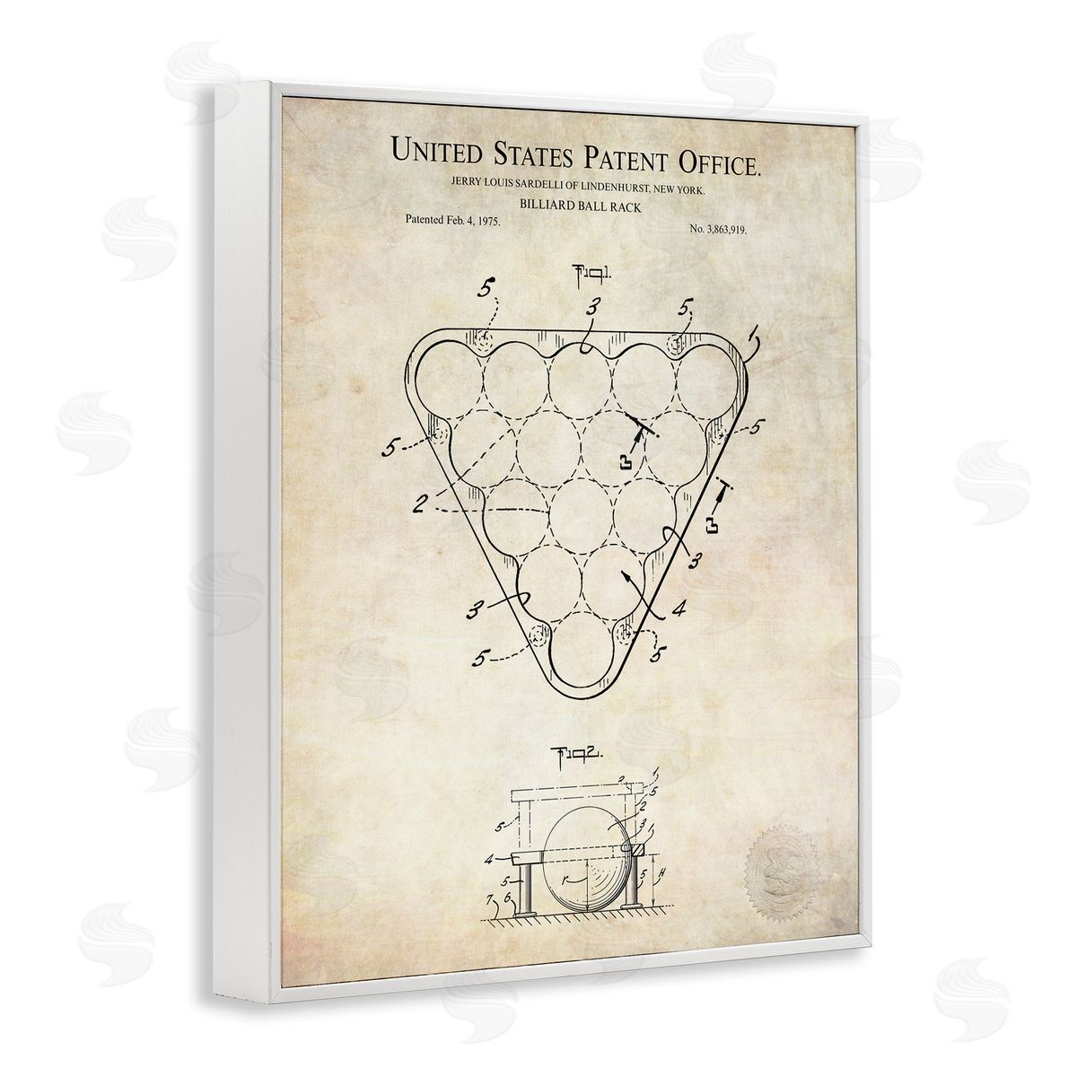 Karl Hronek Vintage Billiards Pool Game Diagram Blueprint White Framed Giclee Wall Art Print