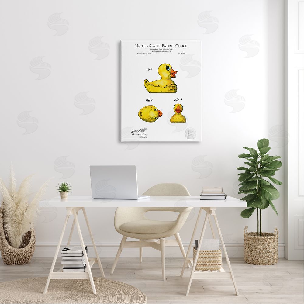 Karl Hronek Toy Rubber Duck Yellow Patent Diagram  Canvas Wall Art Print in Room