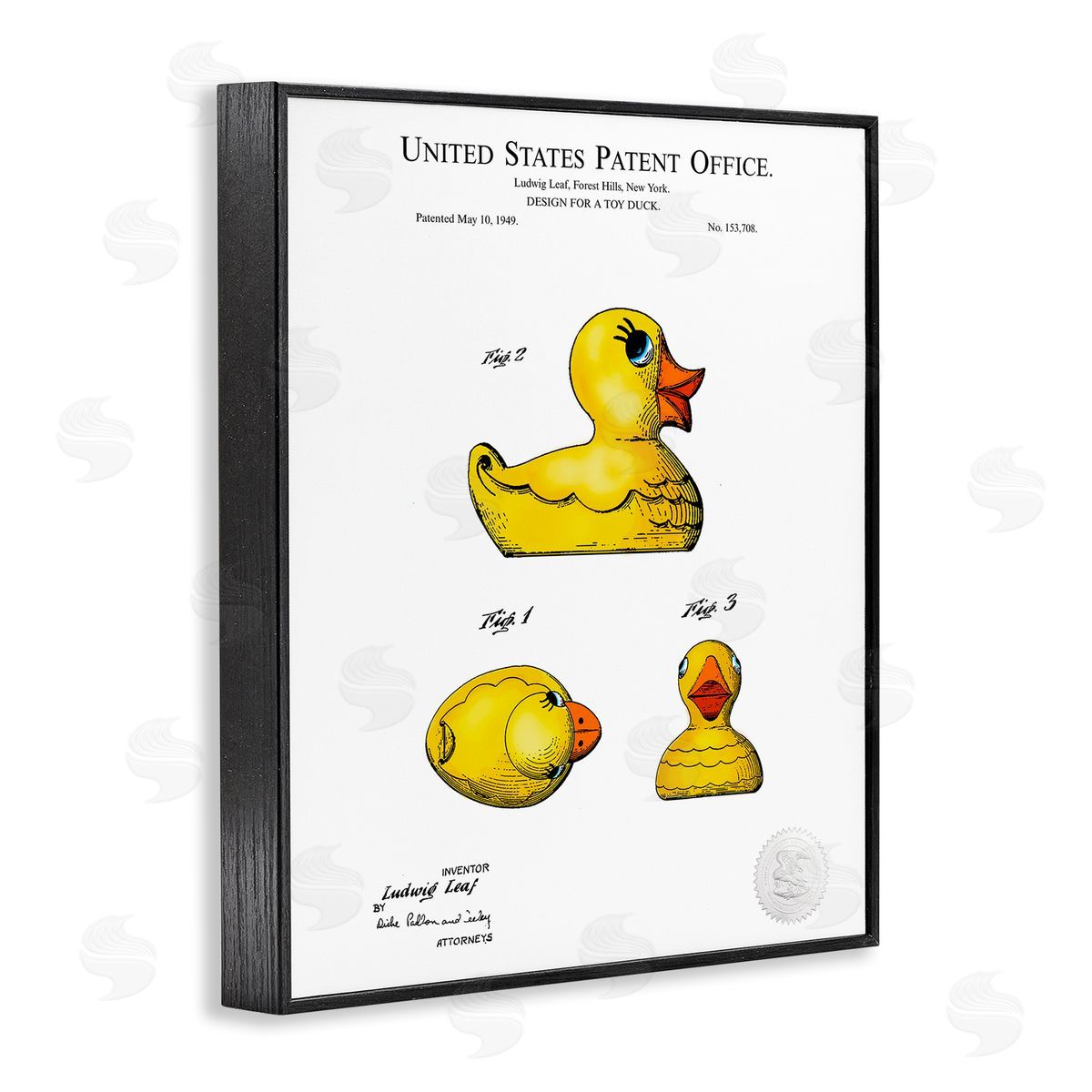 Karl Hronek Toy Rubber Duck Yellow Patent Diagram  Black Framed Giclee Wall Art Print