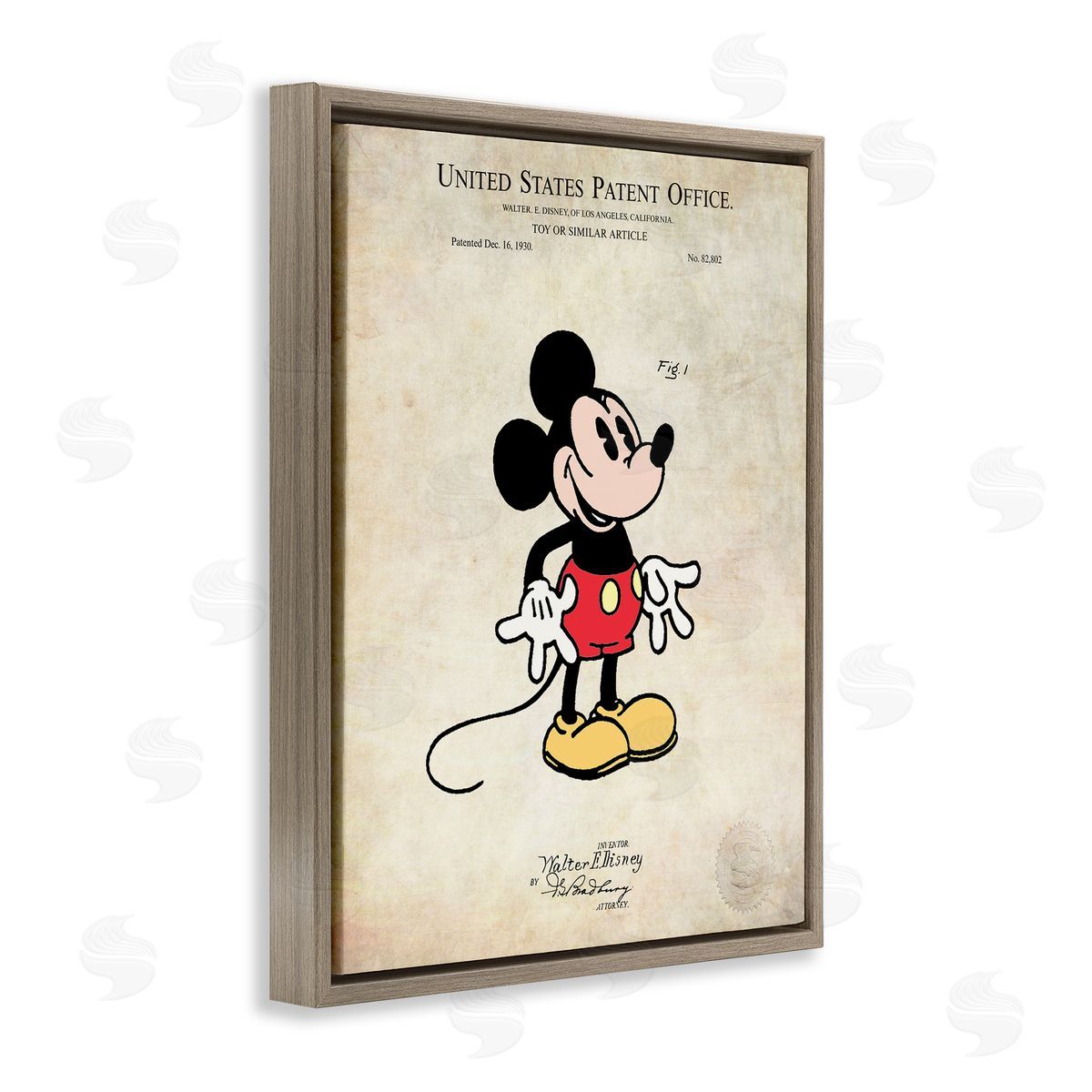 Karl Hronek Toy Character Diagram Patent Vintage  Brown Floating Frame Canvas Wall Art Print