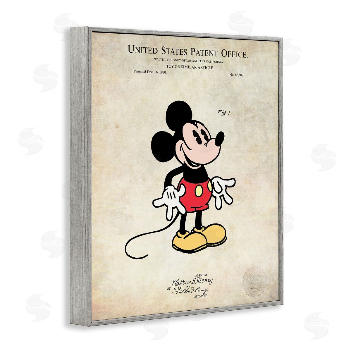 Karl Hronek Toy Character Diagram Patent Vintage  Gray Framed Giclee Wall Art Print