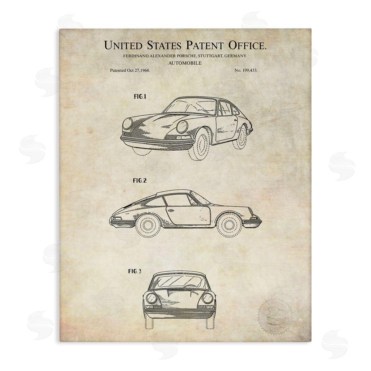 Karl Hronek Automobile Car Detailed Blueprint Diagram Patent Office Text Stretched Canvas Wall Art Print
