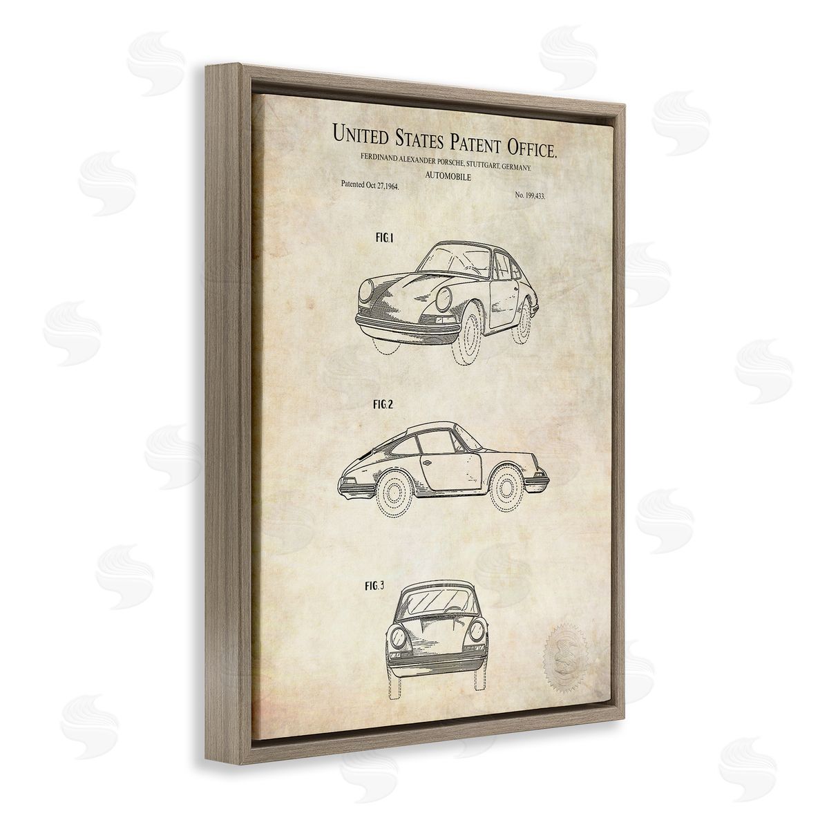 Karl Hronek Automobile Car Detailed Blueprint Diagram Patent Office Text Brown Floating Frame Canvas Wall Art Print
