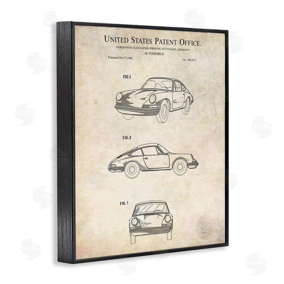 Karl Hronek Automobile Car Detailed Blueprint Diagram Patent Office Text Black Framed Giclee Wall Art Print