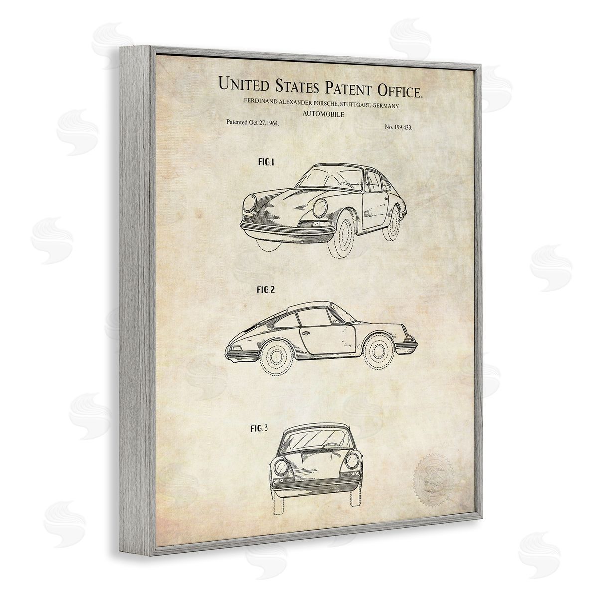 Karl Hronek Automobile Car Detailed Blueprint Diagram Patent Office Text Gray Framed Giclee Wall Art Print