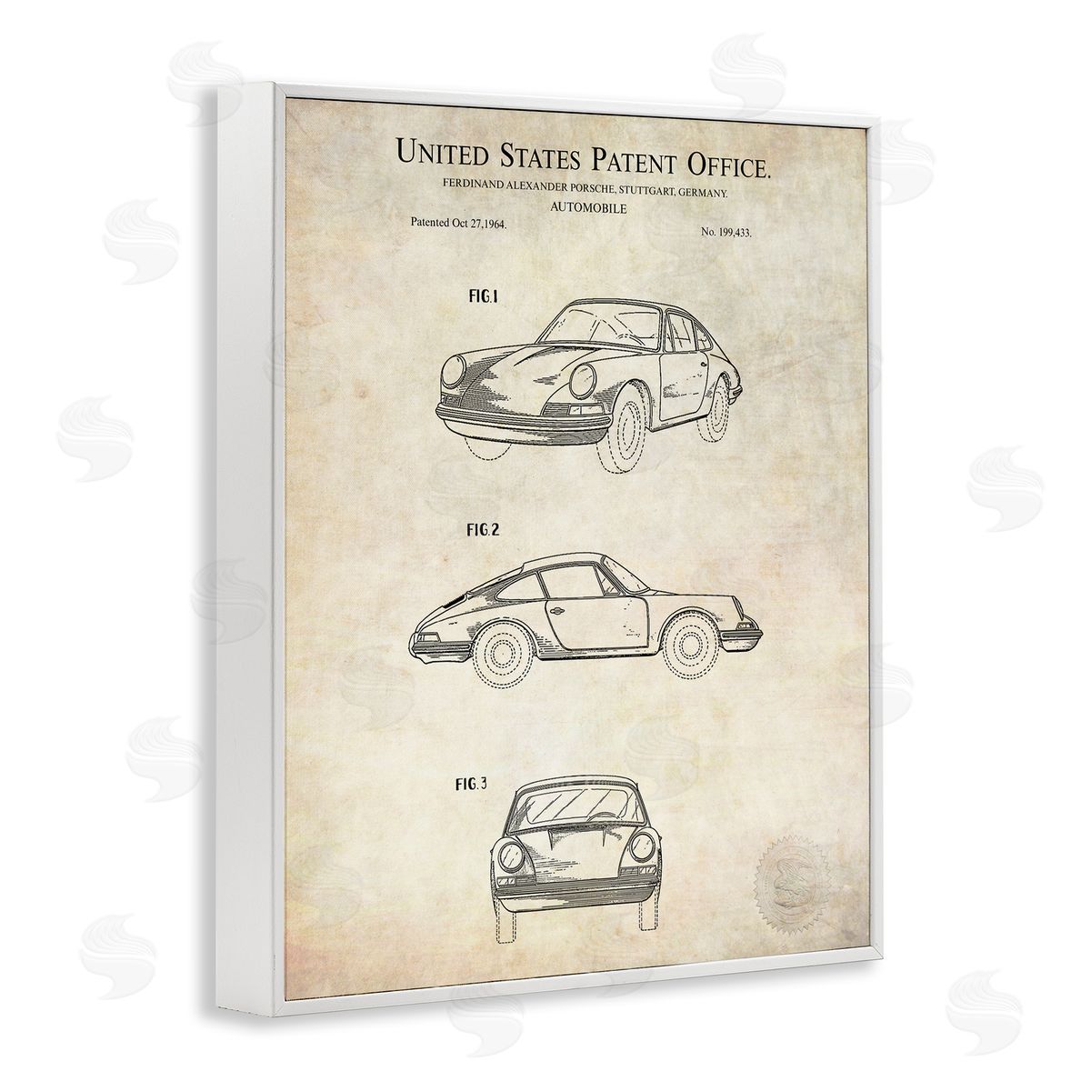 Karl Hronek Automobile Car Detailed Blueprint Diagram Patent Office Text White Framed Giclee Wall Art Print