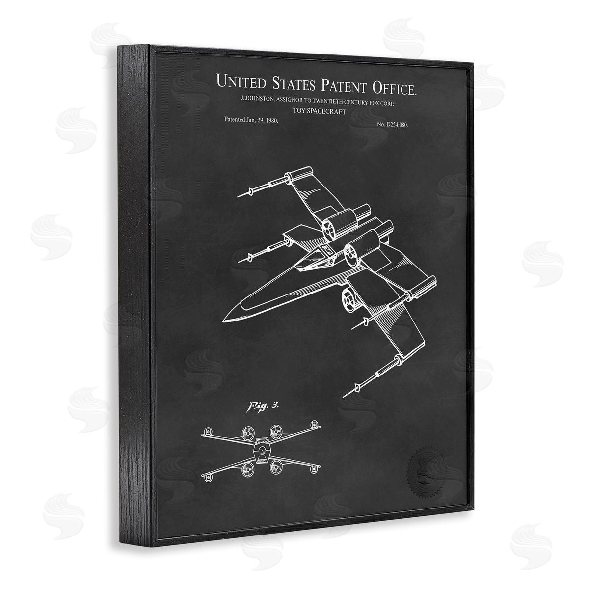 Karl Hronek Vintage Spacecraft Aircraft Patent Office Diagram Blueprint  Black Framed Giclee Wall Art Print