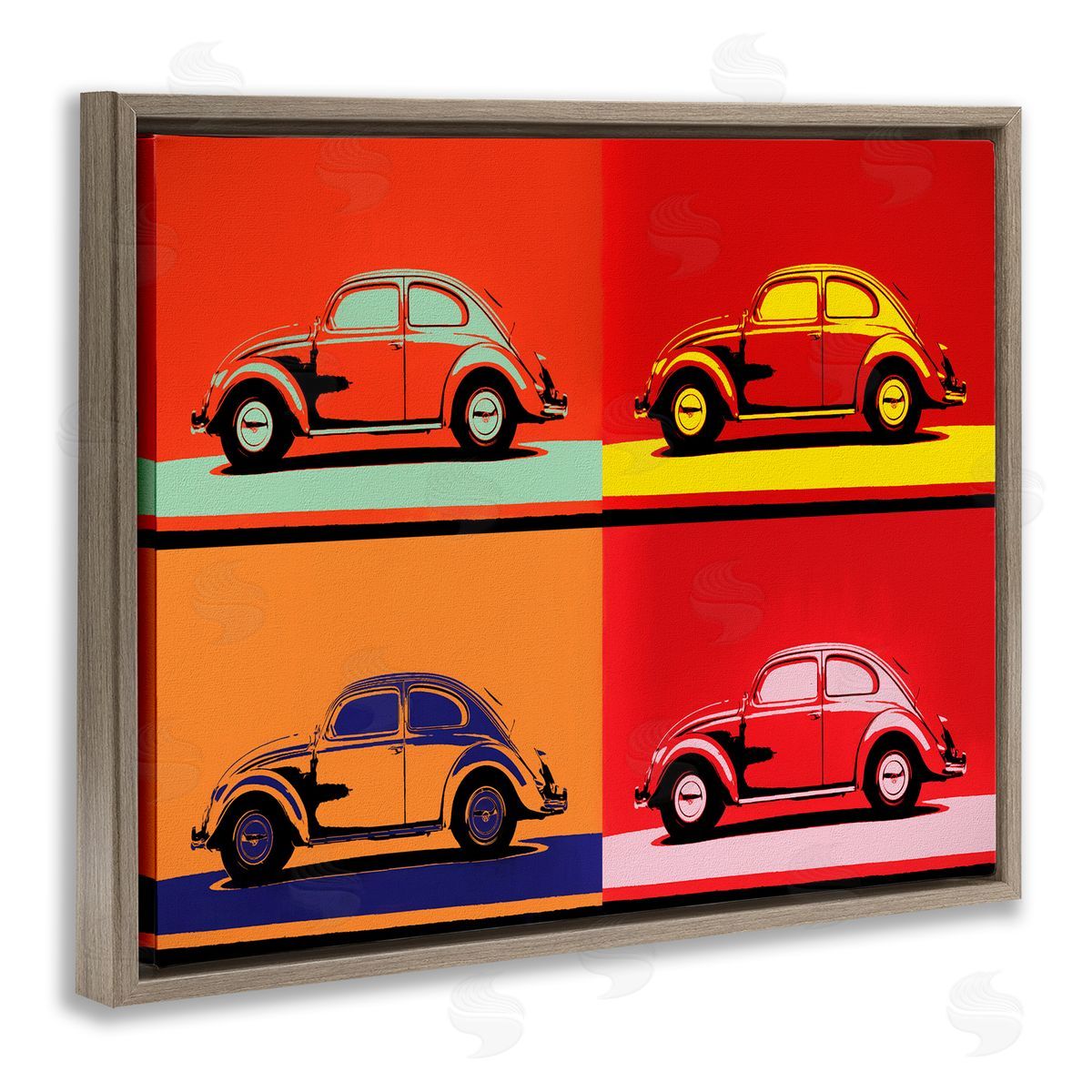 Daniel Sproul Pop Vintage Car Automobile Red Bold  Brown Floating Frame Canvas Wall Art Print