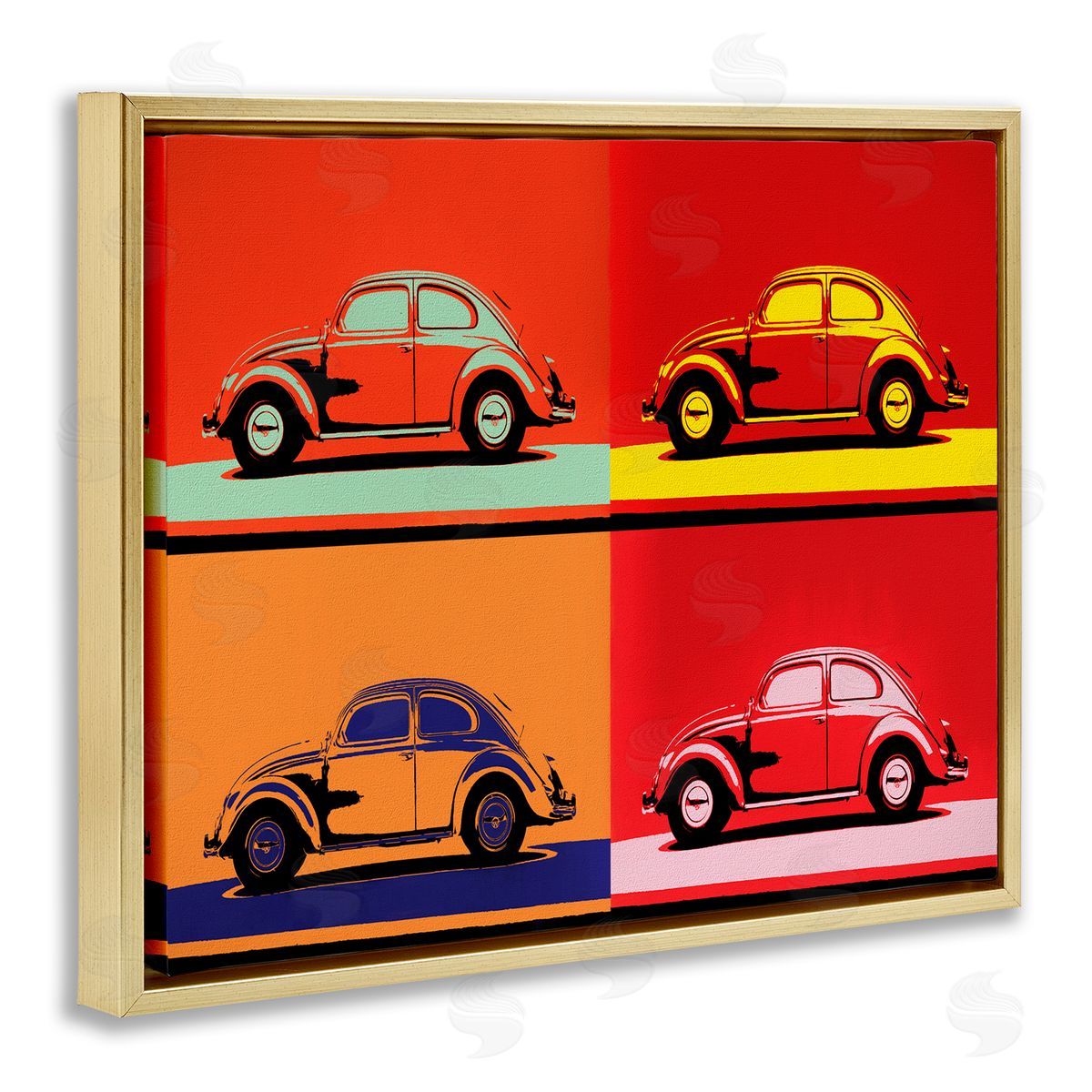 Daniel Sproul Pop Vintage Car Automobile Red Bold  Gold Floating Frame Canvas Wall Art Print