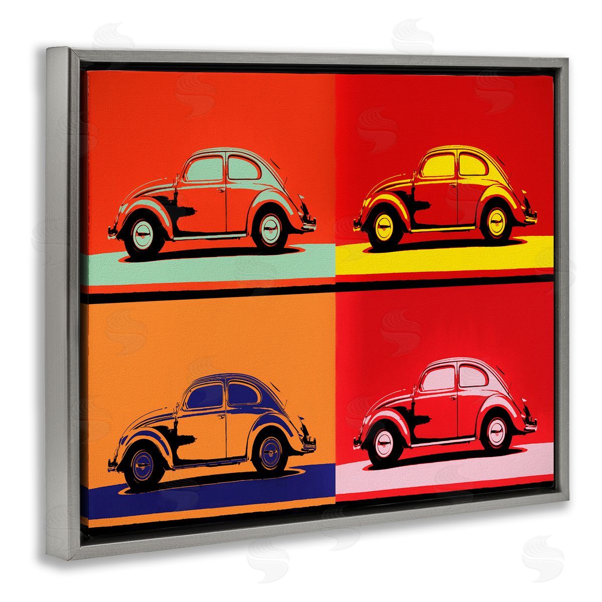 Daniel Sproul Pop Vintage Car Automobile Red Bold  Gray Floating Frame Canvas Wall Art Print