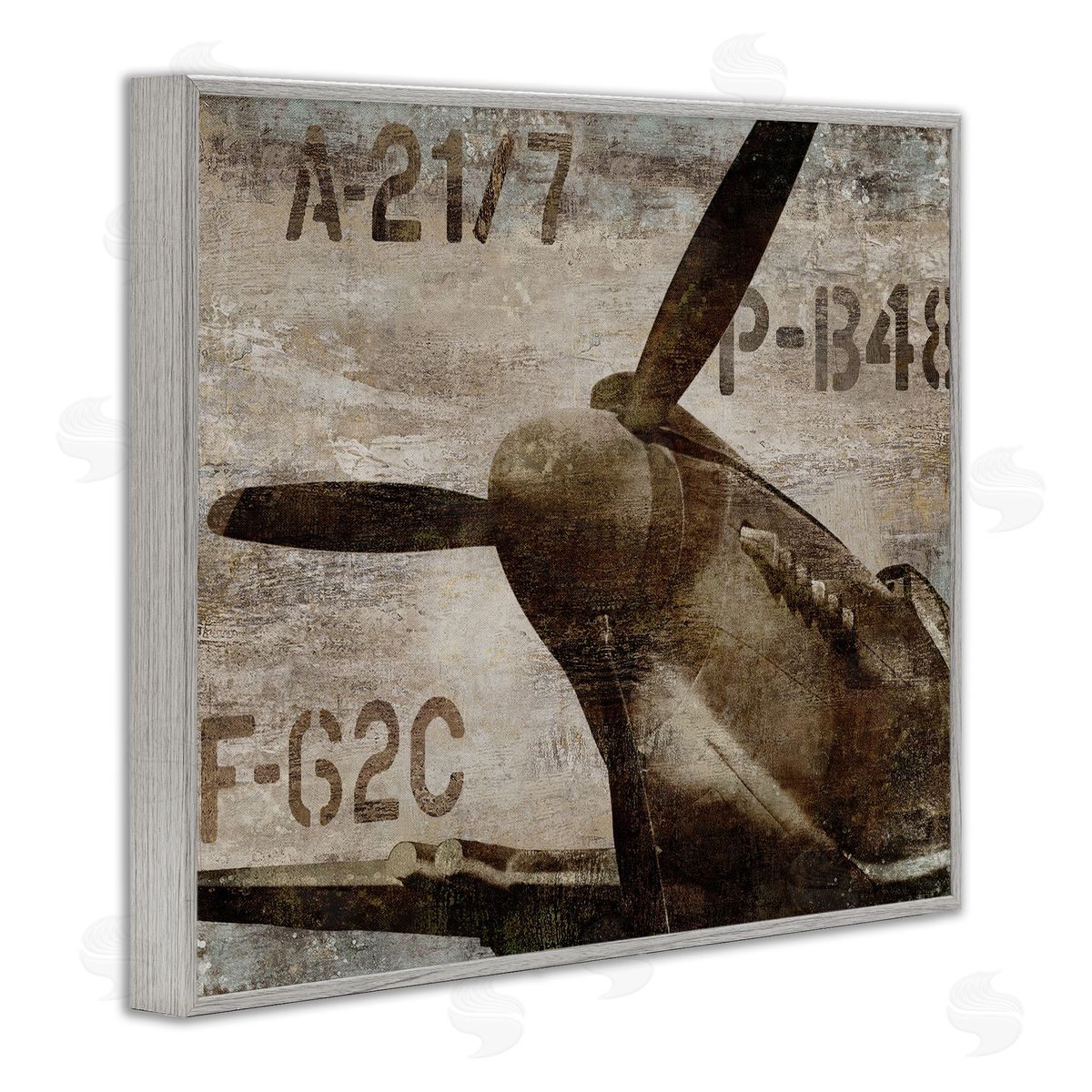 Dylan Matthews Vintage Airplane Propeller Aircraft Sepia Monochrome  Gray Framed Giclee Wall Art Print