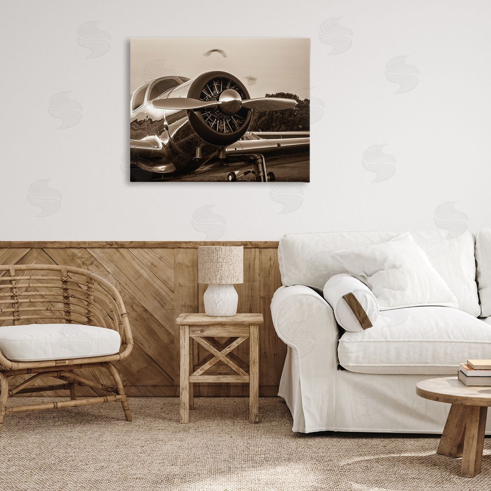 John Slemp Antique Airplane Aircraft Propeller Photography Landscape  Canvas Wall Art Print in Room