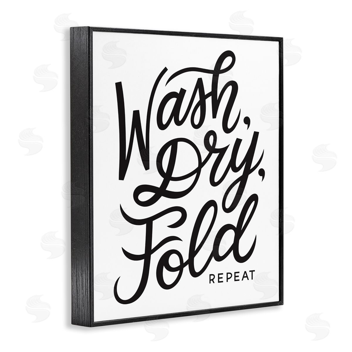 Jalynn Heerdt Wash Dry Fold Text Laundry Typography Sign  Black Framed Giclee Wall Art Print