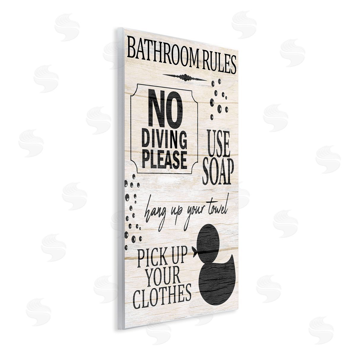 Kim Allen Bathroom Rules Rustic Grain Pattern Sign  Wall Plaque Art Print