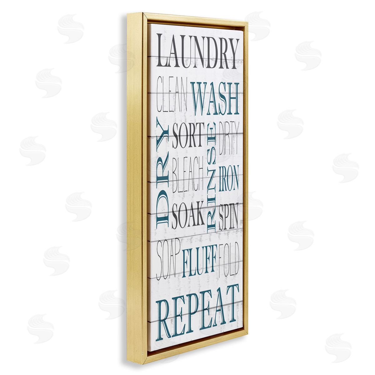 Kim Allen Laundry Room Blue White Text Typography Sign