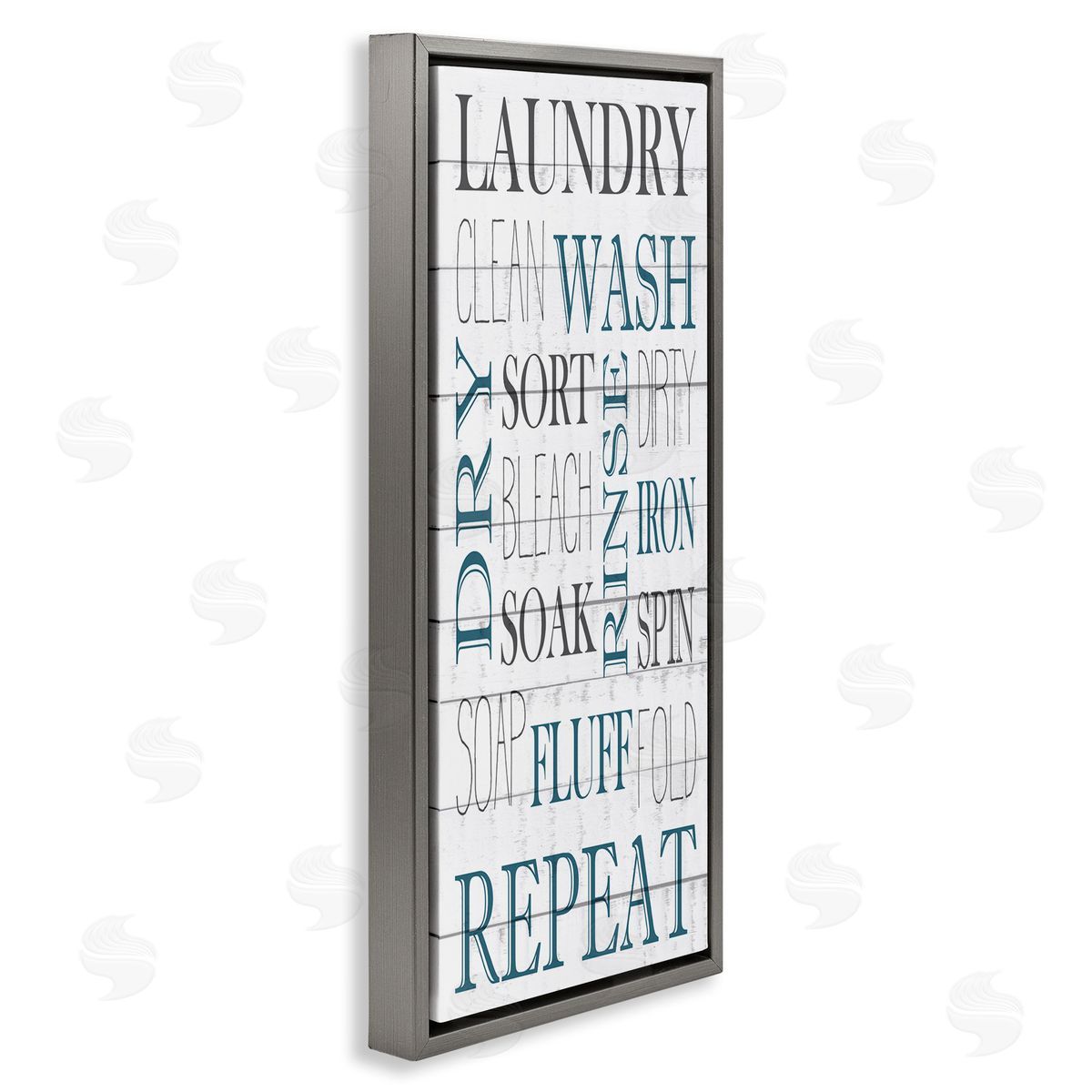 Kim Allen Laundry Room Blue White Text Typography Sign