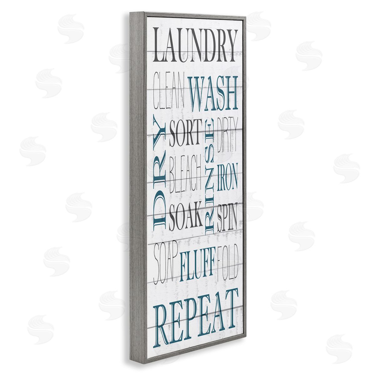 Kim Allen Laundry Room Blue White Text Typography Sign