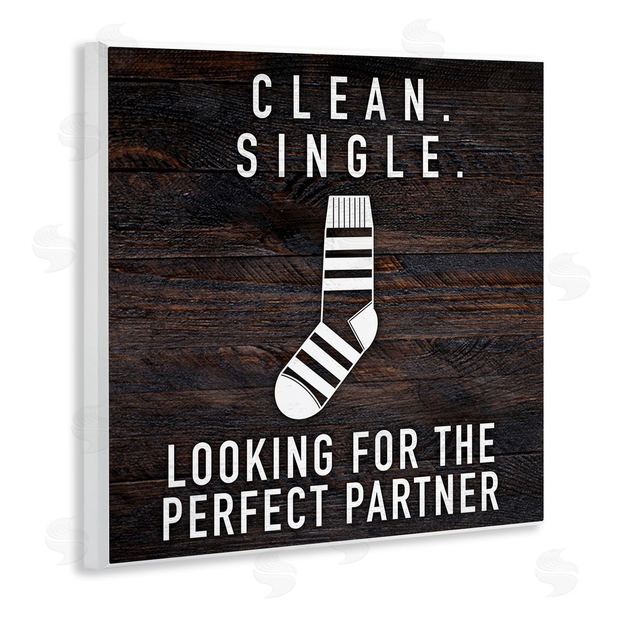 Marcus Prime Humorous Single Sock Laundry Sign Grain Pattern  Wooden Wall Plaque Art Print