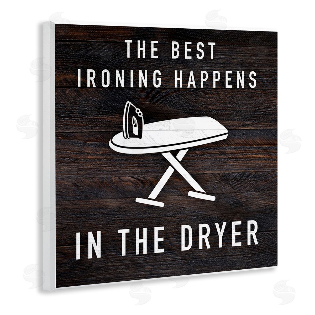 Marcus Prime Ironing Dryer Laundry Quote Text Grain Pattern  Wooden Wall Plaque Art Print