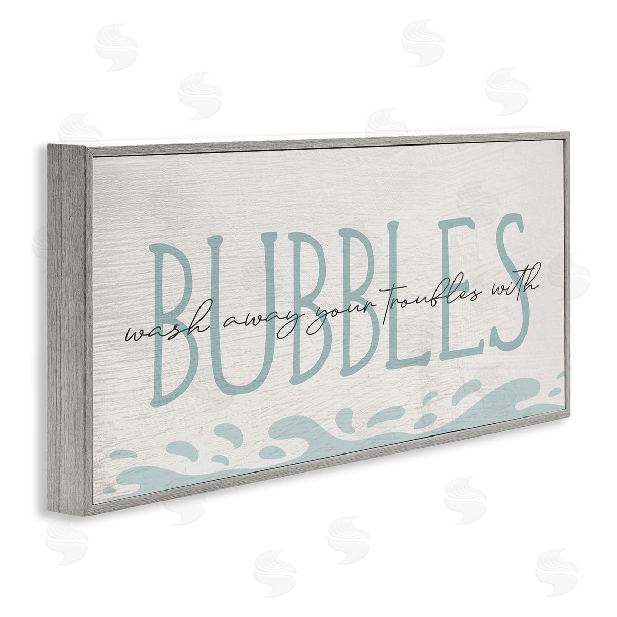 Stupell Studio Wash Away Troubles Bubbles Blue Bath Sign Text