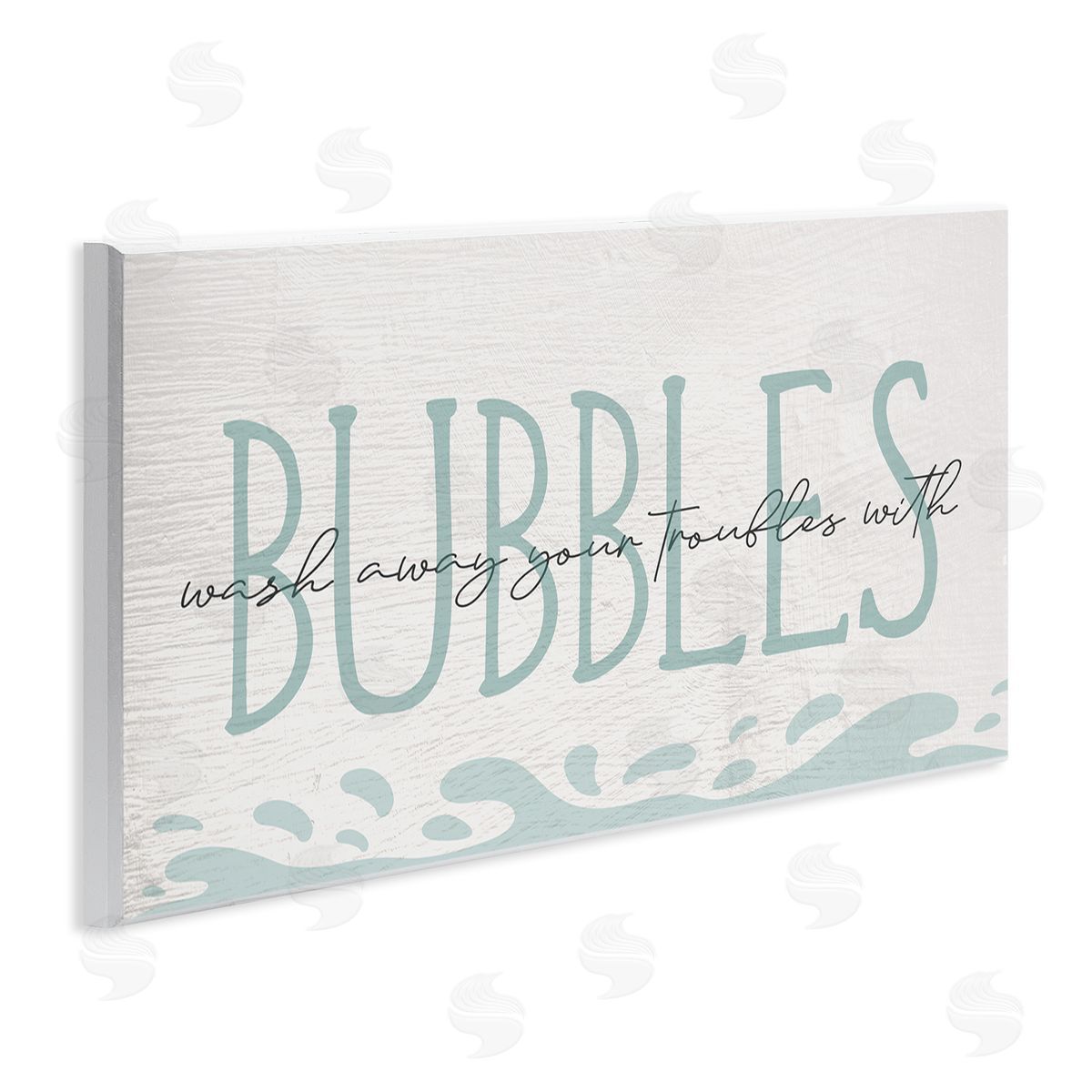 Stupell Studio Wash Away Troubles Bubbles Blue Bath Sign Text