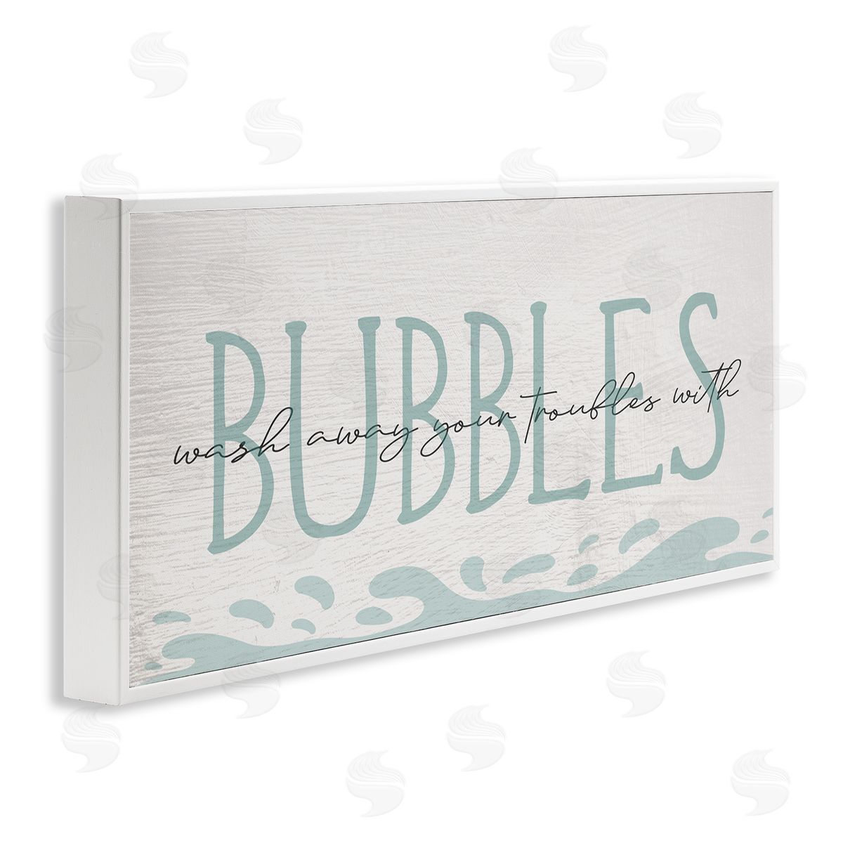 Stupell Studio Wash Away Troubles Bubbles Blue Bath Sign Text
