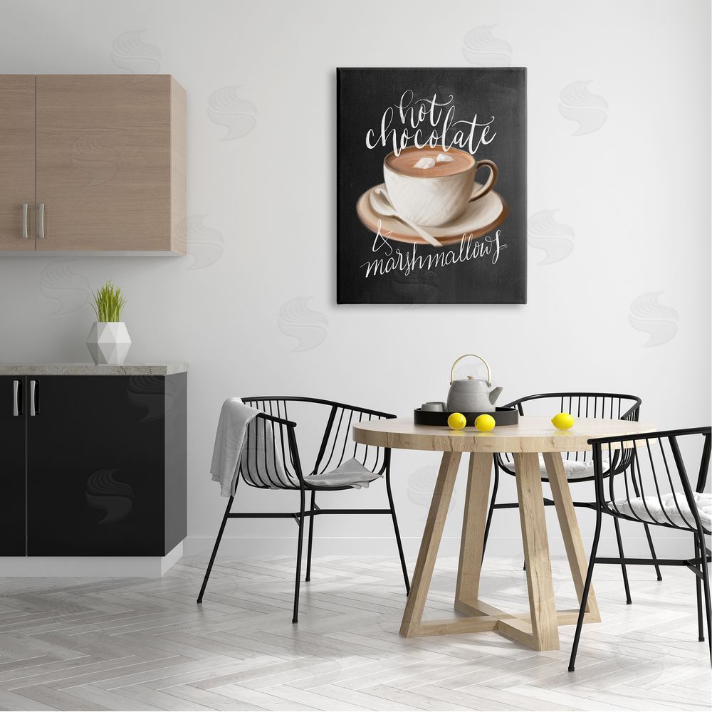 House Fenway Hot Chocolate Cozy Winter Beverage Calligraphy Cafe Sign  Canvas Wall Art Print in Room