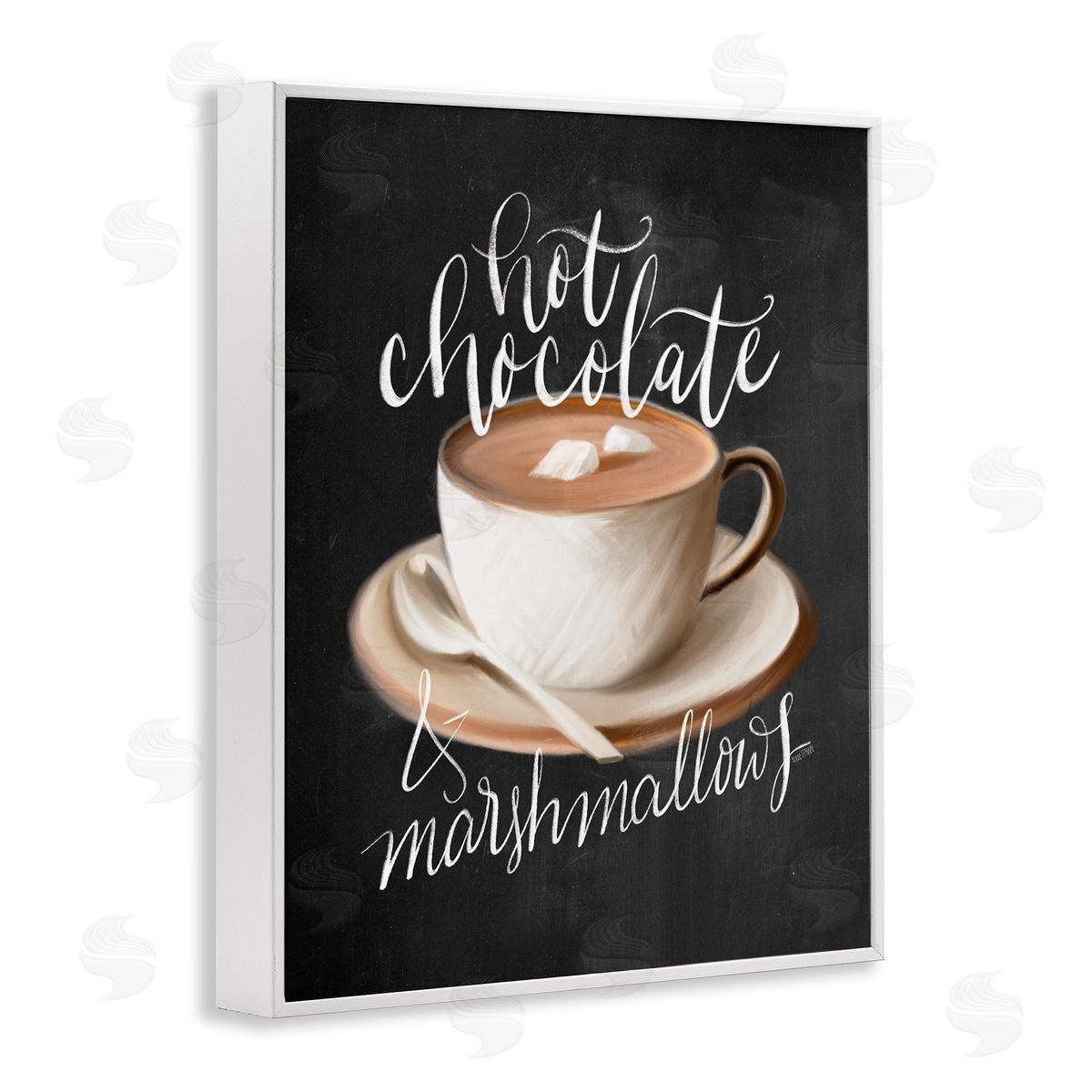 House Fenway Hot Chocolate Cozy Winter Beverage Calligraphy Cafe Sign  White Framed Giclee Wall Art Print