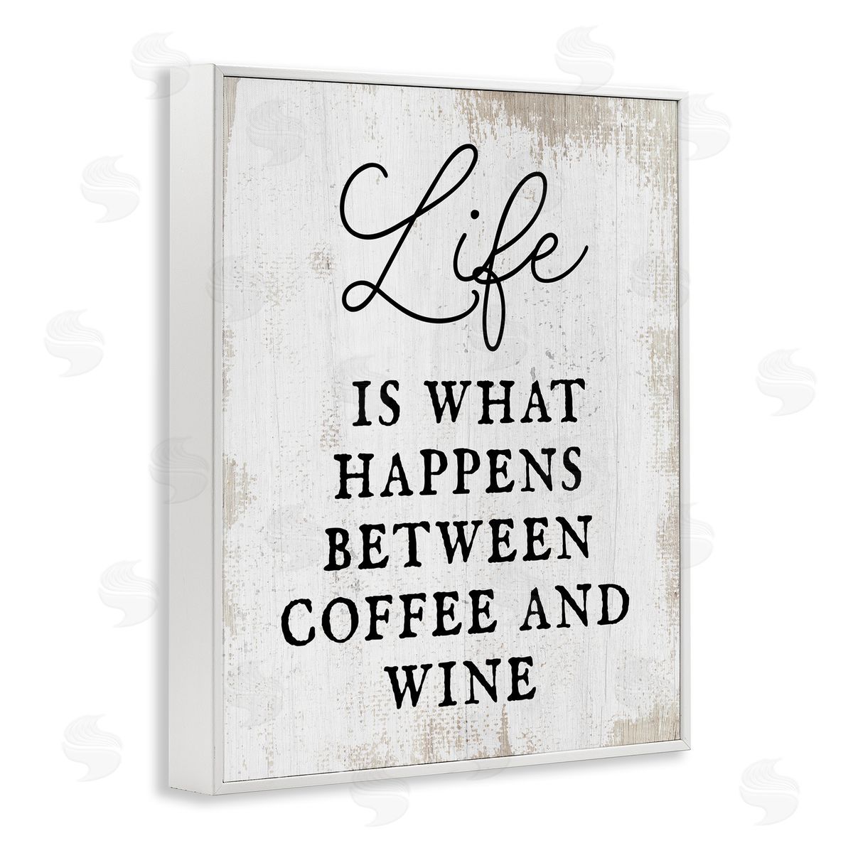 Stupell Studio Vintage Coffee & Wine Life Phrase Typography White Framed Giclee Wall Art Print